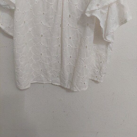 Maeve Women’s Lace Blouse Top White Off The Shoulder Ruffle Sleeve Tank Size S - Picture 6 of 9